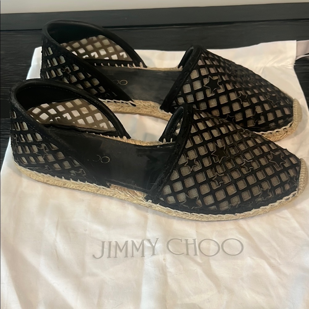 Jimmy Choo Black Espadrilles with Woven Design
